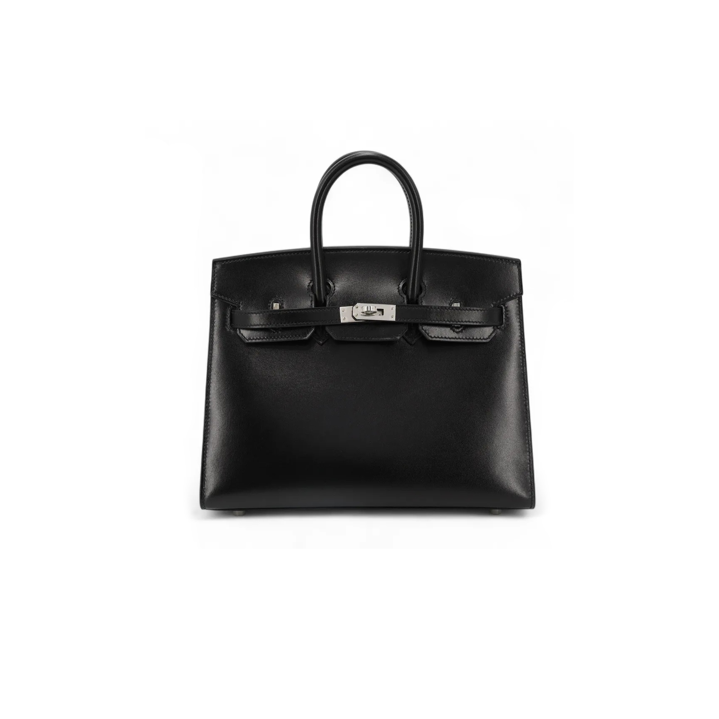 H**mes master birkin 25 box leather black silver buckle h029283ck86 (25*20*13cm)